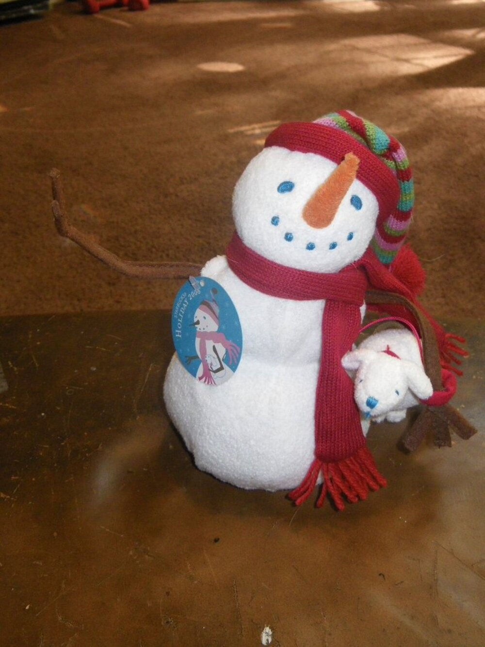 Starbucks Holiday 2006 White Snowman Plush with Snow Dog on Leash NWT Holiday
